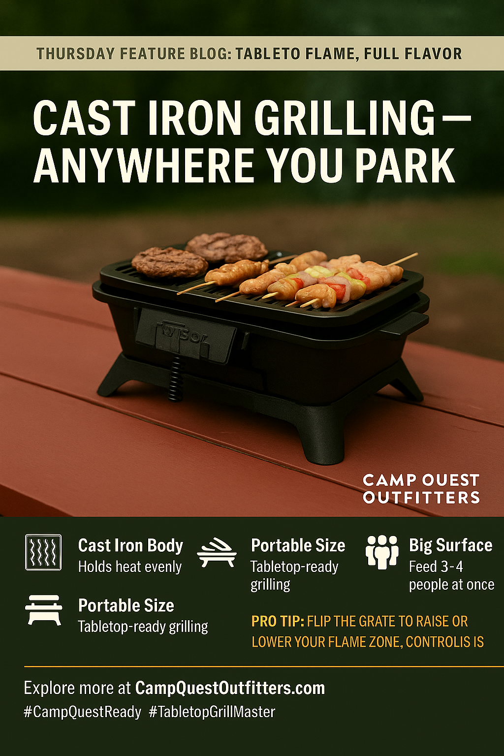 Tabletop Flame, Full Flavor: Camp Grilling Made Easy