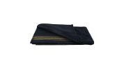 MUSTARD-STRIPED NAVY WOOL BLANKET