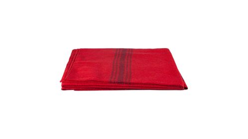 NAVY-STRIPED RED WOOL BLANKET