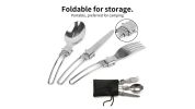 1pcs Camping Fork Spoon Stainless Steel Foldable Utensil Set