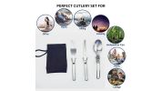 1pcs Camping Fork Spoon Stainless Steel Foldable Utensil Set
