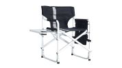 1-piece Padded Folding Outdoor Chair with Side Table and Storage Pockets
