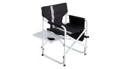 1-piece Padded Folding Outdoor Chair with Side Table and Storage Pockets