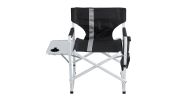 1-piece Padded Folding Outdoor Chair with Side Table and Storage Pockets