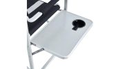 1-piece Padded Folding Outdoor Chair with Side Table and Storage Pockets