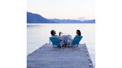 Blue Oxford Cloth Beach Chair with White Iron Frame - Load-Bearing 100kg