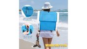 Blue Oxford Cloth Beach Chair with White Iron Frame - Load-Bearing 100kg