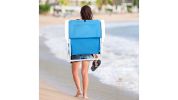 Blue Oxford Cloth Beach Chair with White Iron Frame - Load-Bearing 100kg