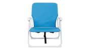 Blue Oxford Cloth Beach Chair with White Iron Frame - Load-Bearing 100kg