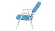 Blue Oxford Cloth Beach Chair with White Iron Frame - Load-Bearing 100kg