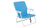 Blue Oxford Cloth Beach Chair with White Iron Frame - Load-Bearing 100kg