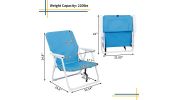 Blue Oxford Cloth Beach Chair with White Iron Frame - Load-Bearing 100kg