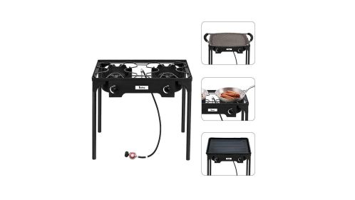 Outdoor Camp Stove High Pressure Propane Gas Cooker Portable Cast Iron Patio