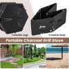 Portable Charcoal BBQ Grill – Foldable Design with Rotating Top & Carry Handles