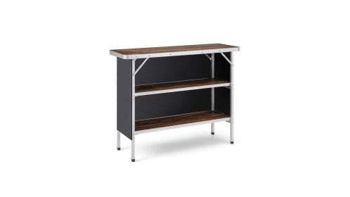 Folding Camping Table with 2Tier Open Shelves for Outdoor BBQ