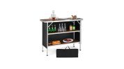 Folding Camping Table with 2Tier Open Shelves for Outdoor BBQ