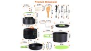 16 pcs Camping Cooking Ware Set with Aluminum Pot, Pan & Kettle 