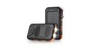 10000mAh Portable Fast Charging Power Bank with Solar Charging & Flashlight