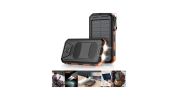 10000mAh Portable Fast Charging Power Bank with Solar Charging & Flashlight