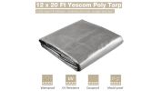 12 × 20 ft Heavy Duty Poly Tarp - Silver+Black for Camping & Outdoor Use