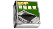12 × 16 ft Heavy Duty Poly Tarp - Silver+Black for Camping & Outdoor Use