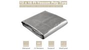 12 × 16 ft Heavy Duty Poly Tarp - Silver+Black for Camping & Outdoor Use