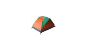 Double Door Camping Dome Tent in Orange and Green for 2-Person Use
