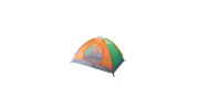Double Door Camping Dome Tent in Orange and Green for 2-Person Use