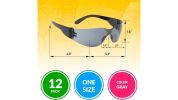 Pack of 12 Safety Glasses. Gradient Gray lens. Wrap Around Anti Scratch