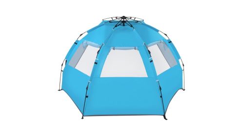 Fiberglass Pole O X ford Cloth Quick-Open Tent -Blue