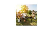 Folding Camping Table Set with Retractable LED Stools - 3 Piece