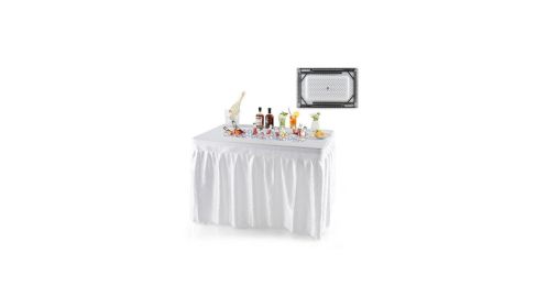 Folding Ice Bin Table with Skirt for Camping and Outdoor Parties