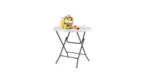 Round Foldable Lightweight Table with Double Lockable Doors