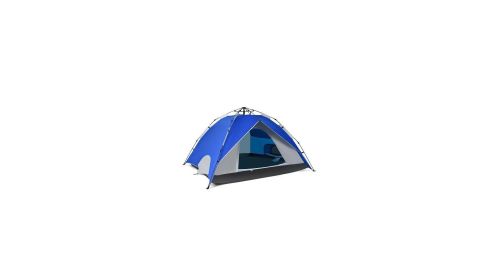 2-in-1 4 Person Instant Pop-up Waterproof Camping Tent-Blue - Color Blue