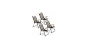 Set of 4 Patio Folding Sling Chairs Steel Camping Deck - Color: Brown