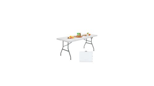Portable Folding Camping Table with Carrying Handle for Picnic-Color White