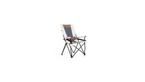 Folding Camping Chair with Cup Holder Armrest and Lumbar Pillow-Color Multicolor