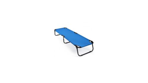 Folding Camping Bed Outdoor Portable Military Cot Sleeping Hiking - Color: Blue