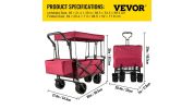 VEVOR Extra Large Collapsible Garden Cart-Red