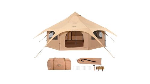 VEVOR Canvas Tent, 4 Seasons 5 m/16.4 ft Bell Tent, Canvas Tent for Camping