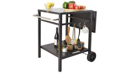 VEVOR Outdoor Grill Dining Cart with Double-Shelf
