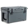 Rotomolded Cooler with Integrated Cup Holders and Bottle Opener-Tan