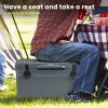 Rotomolded Cooler with Integrated Cup Holders and Bottle Opener-Tan