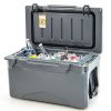 Rotomolded Cooler with Integrated Cup Holders and Bottle Opener-Tan