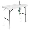 Folding Cleaning Sink Table with Faucet and Sprayer for Camping