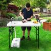 Folding Cleaning Sink Table with Faucet and Sprayer for Camping