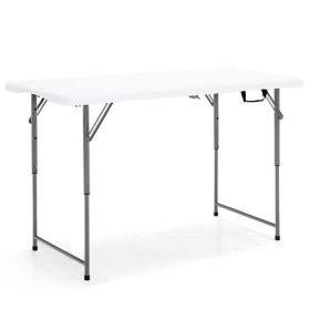 3-Level Height Adjustable Folding Table-Color White