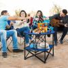 2-Tier Portable Picnic Table with Carrying Bag and 4 Cup Holders-Blue-Color Blue