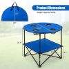 2-Tier Portable Picnic Table with Carrying Bag and 4 Cup Holders-Blue-Color Blue