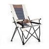 Folding Camping Chair with Cup Holder Armrest and Lumbar Pillow-Color Multicolor